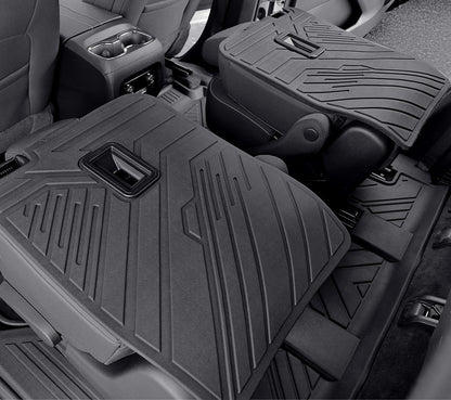 JOULARISE Floor Mats Set for 2024-2026 Chevy Traverse & 2024-2026 GMC Acadia & 2025-2026 Buick Enclave, Only for 7 Seats Captain Chairs, All Weather TPE Cargo Liner Door Sill Guards Accessories