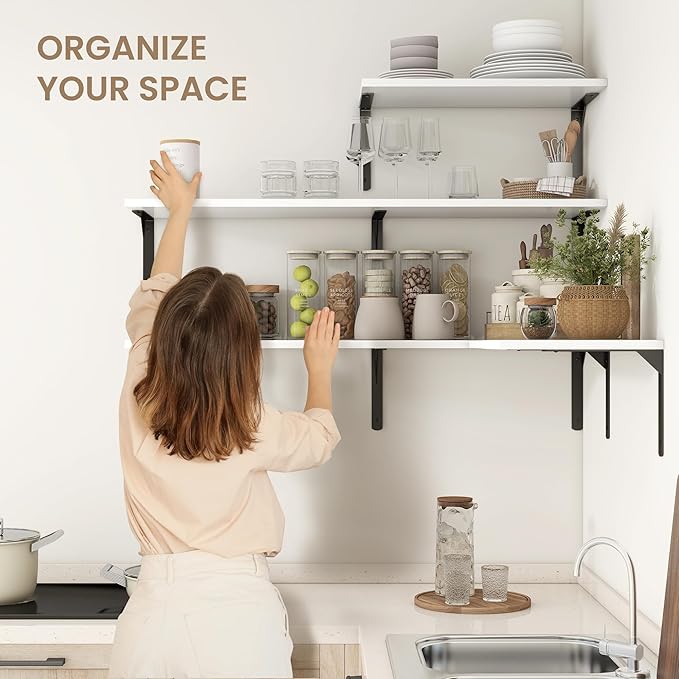 Fun Memories Floating Shelves for Wall, 12 Inch Deep Floating Shelves Set of 2