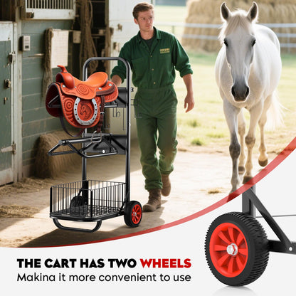 Rolling Saddle Rack Cart with Wheel, Horse Saddle Rack Dolly, Heavy Duty Horse Equipment Cart for Storage, Moving, Organizing, and Transporting Supplies