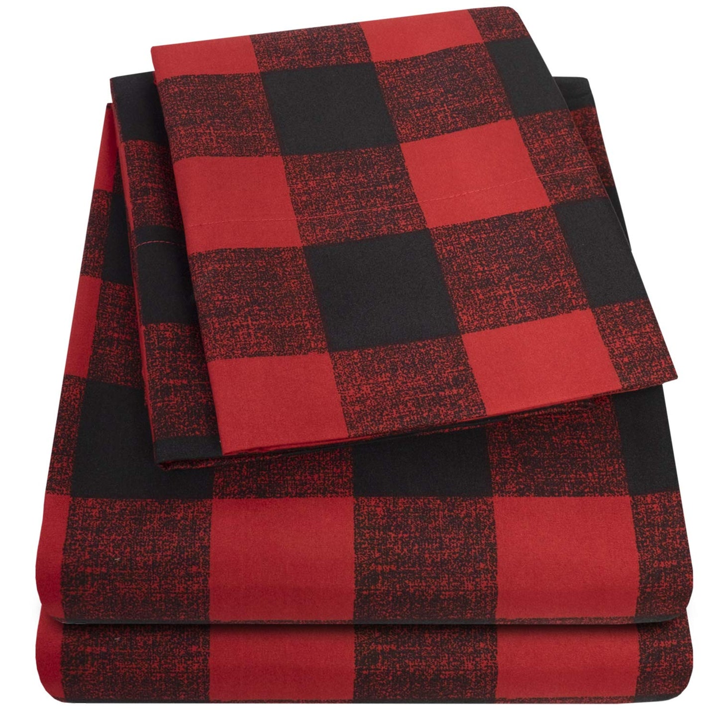 1500 Supreme Collection Buffalo Print Sheet Set, Queen Size - Luxury Bed Sheets Set with Deep Pocket Wrinkle Free Bedding, Queen, Burgundy/Black Buffalo Print