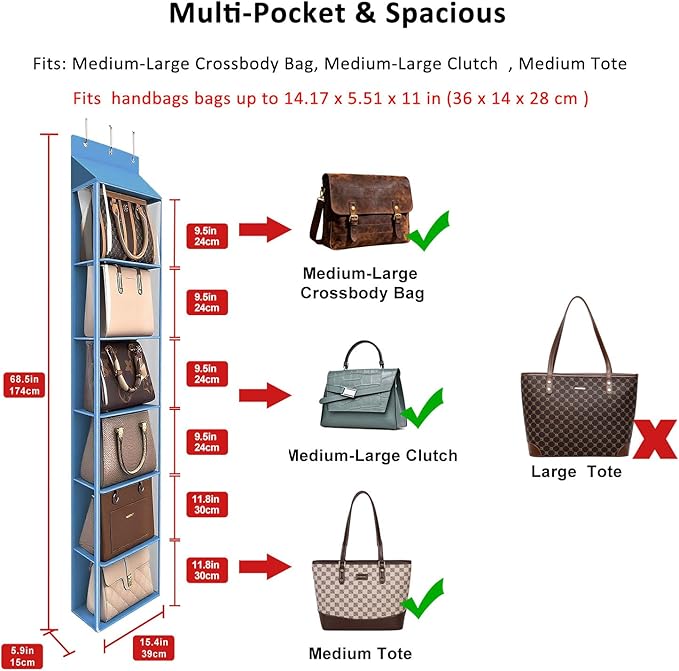 Lirex Over The Door Purse Organizer & Purse Shelf