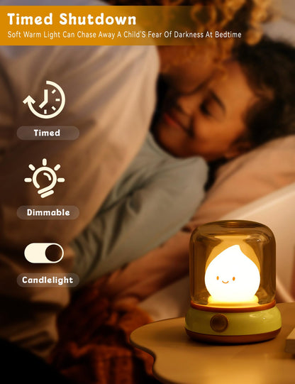Cute Ghost Campfire Lamp, Halloween Decor,Kids Night Light，Adjustable Dimmable Rechargeable Night Light for Kids, Girls, Boys Gifts,Halloween,Christmas Decorations