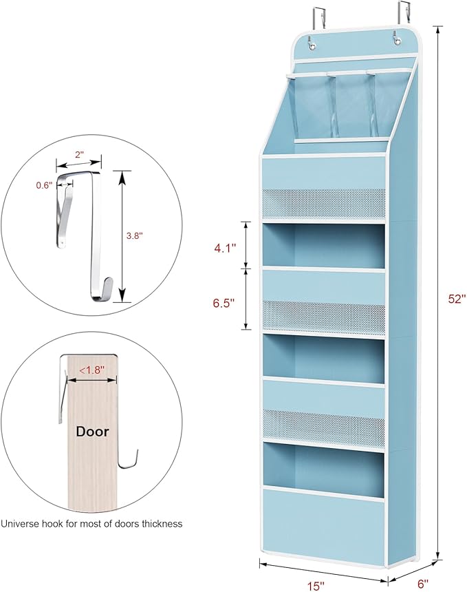 Univivi 5-Shelf Fabric Door Storage Over Door Hanging Organizer