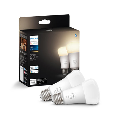 Philips Hue Smart 60W A19 LED Bulb - Soft Warm White Light - 4 Pack - 800LM - E26 - Indoor - Control with Hue App - Works with Alexa, Google Assistant and Apple Homekit