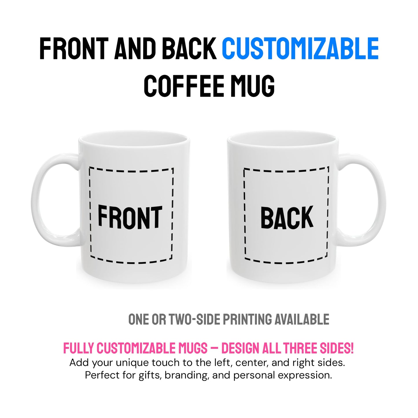 Personalized Coffee Mug – Custom Photo, Text, or Logo Ceramic Mug Tea Cup | Taza Personalizada with Picture or Message | Customized Gift Idea for Men & Women, Mom, Dad, Friends - Black/White | 11oz