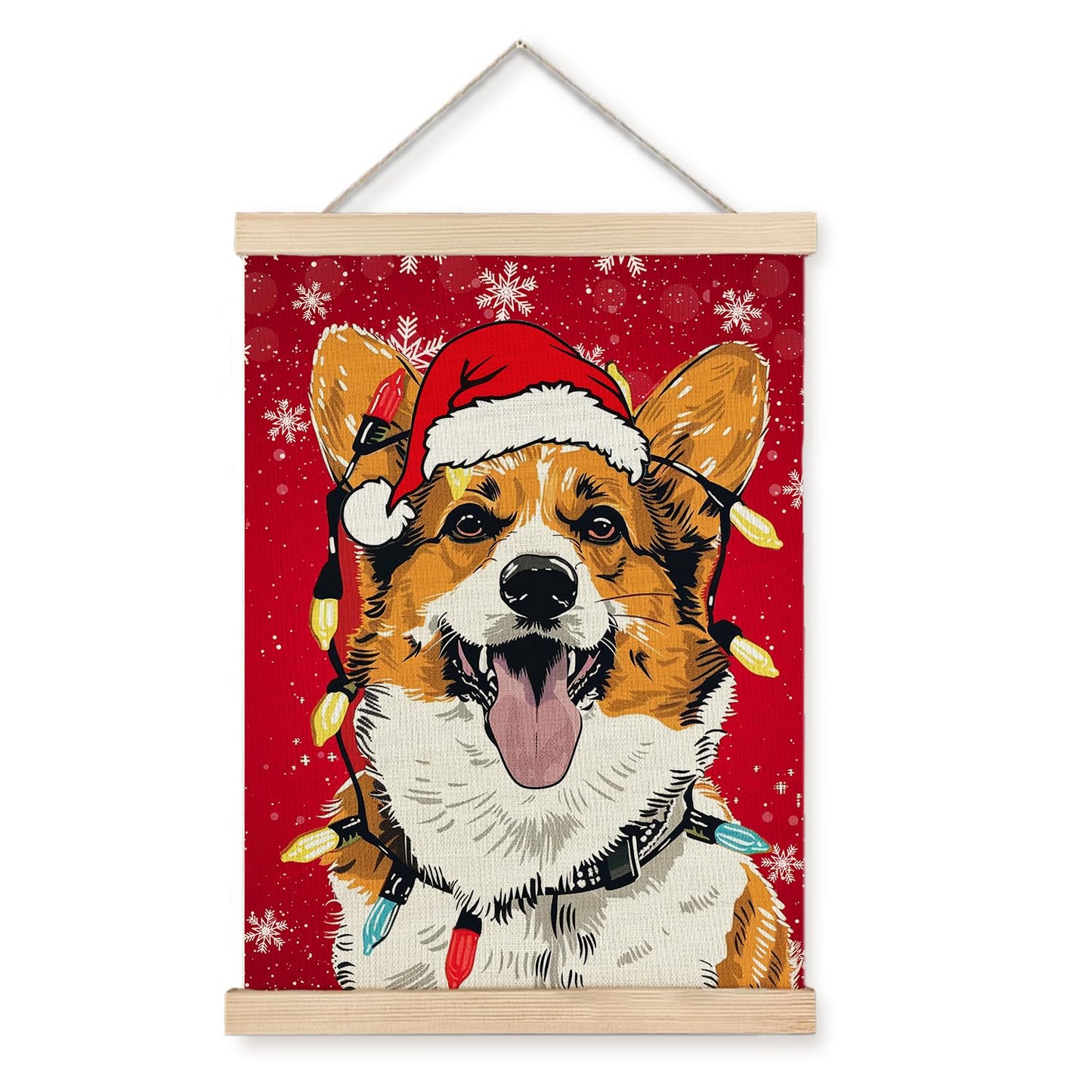 Luvadian Corgi Christmas Wall Art - Wooden Poster Hanger, Wall Decorations, 12x16 Inch