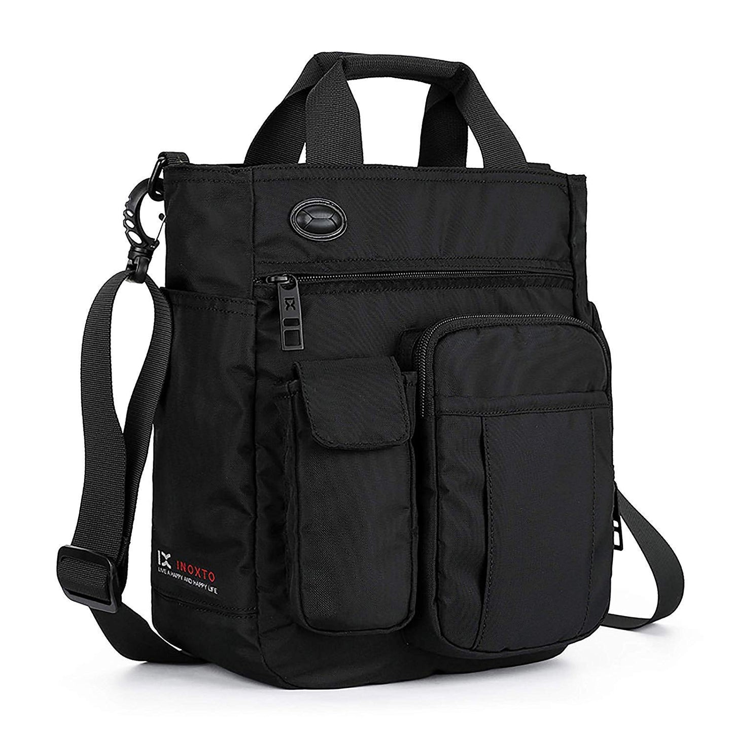 AlwaySky Nylon Crossbody Messenger Bag, Multifunctional Shoulder Bag, Laptop Bag for Men and Women Sport Travel Business (Black)