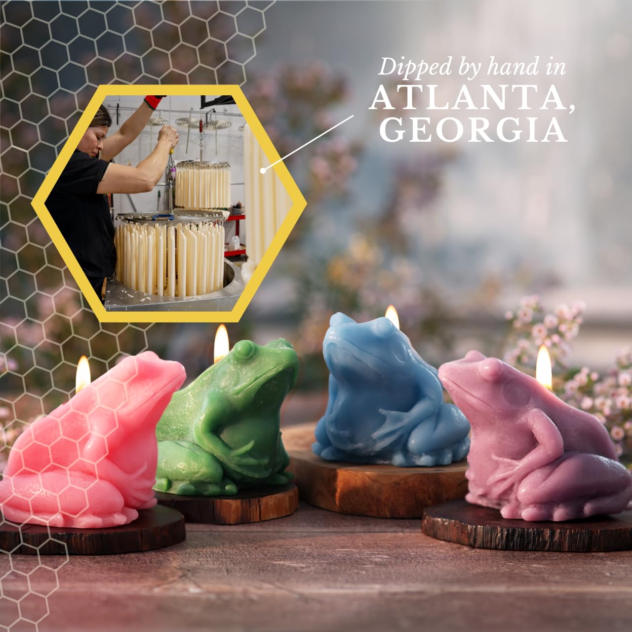 Big Dipper Wax Works Sky Blue Frog Candle, Hand-Sculpted Pure Beeswax, 2.5” × 3.5”, 24-Hour Clean Burn, Eco-Friendly Unscented Home Décor, Whimsical Garden Candle Made in USA