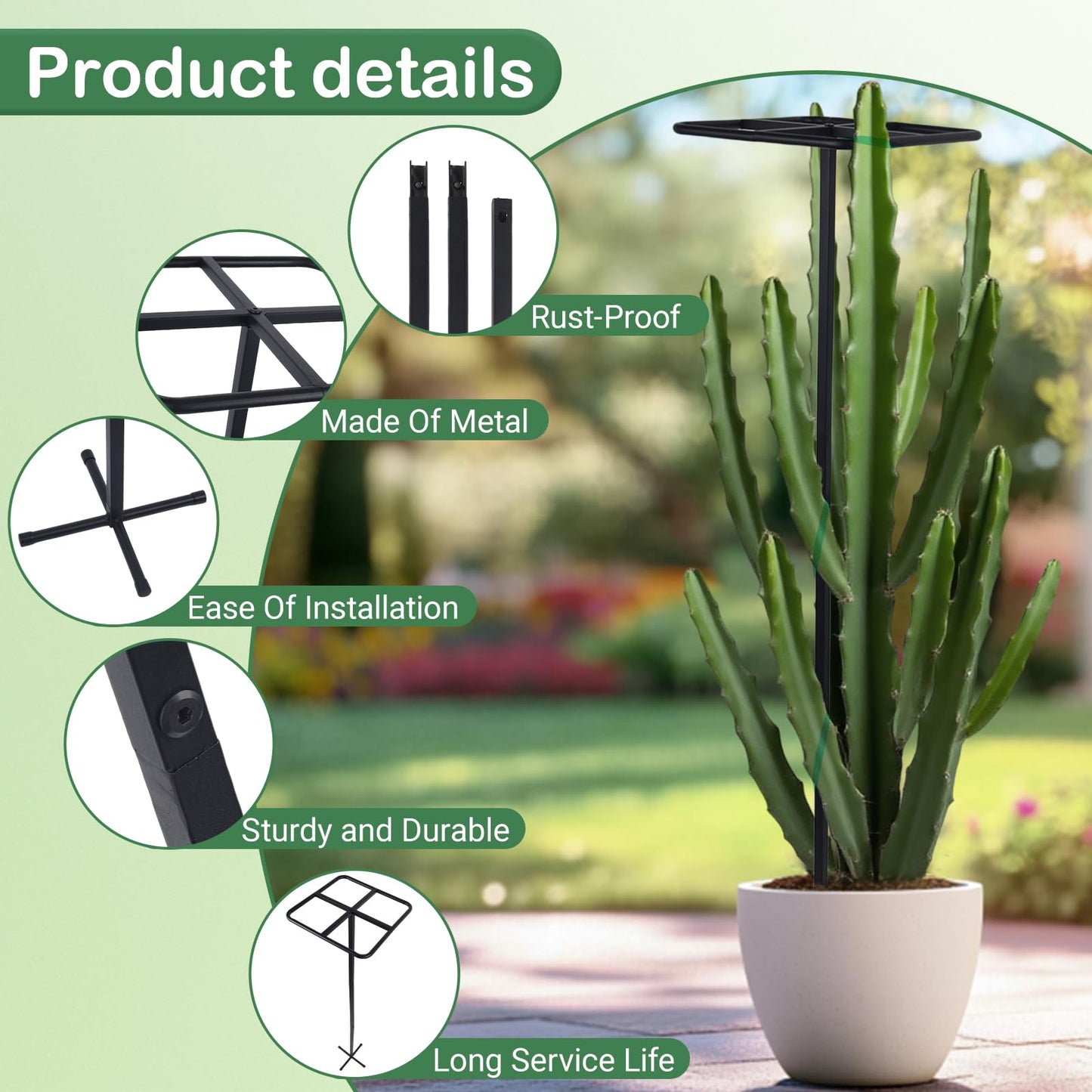 2 Pcs Dragon Fruit Trellis, Dragon Fruit Plant Trellis, 47.5 Inch Metal Garden Plant Climbing Support with Wide Stretch Ties for Outdoor Vertical Gardens Vining Plants