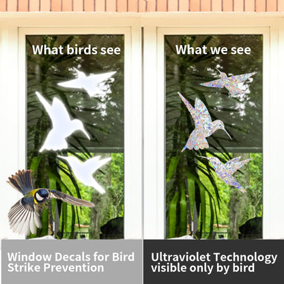 Window Decals to Prevent Bird Strikes, 24 Pieces Window Clings Stickers for Birds Strike Prevention (Bird)
