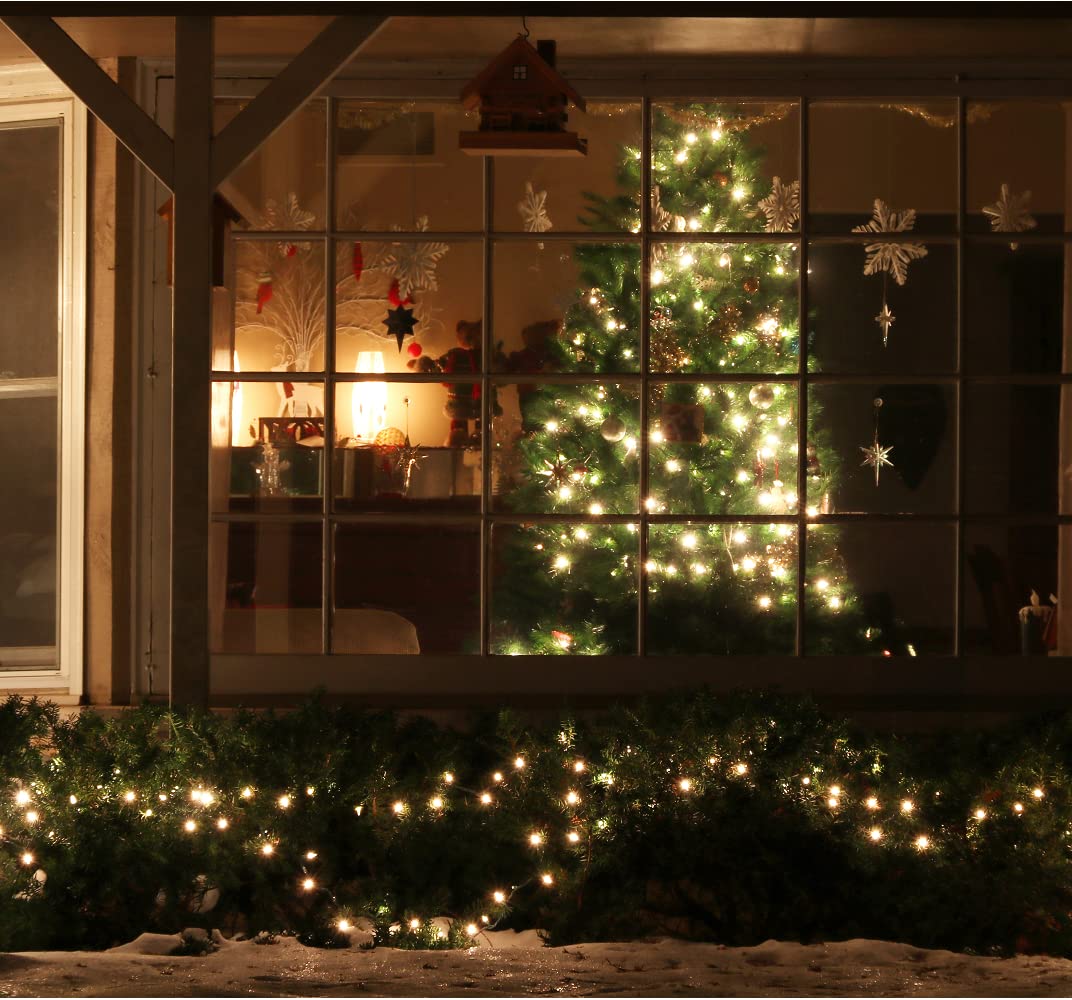 LAMPHOME 100 Count Clear Christmas String Lights, 19.6ft White Wire Fairy Lights, UL Certified Waterproof Indoor & Outdoor String Lights for Xmas Tree, Patio, Wedding, Mother's Day Decor
