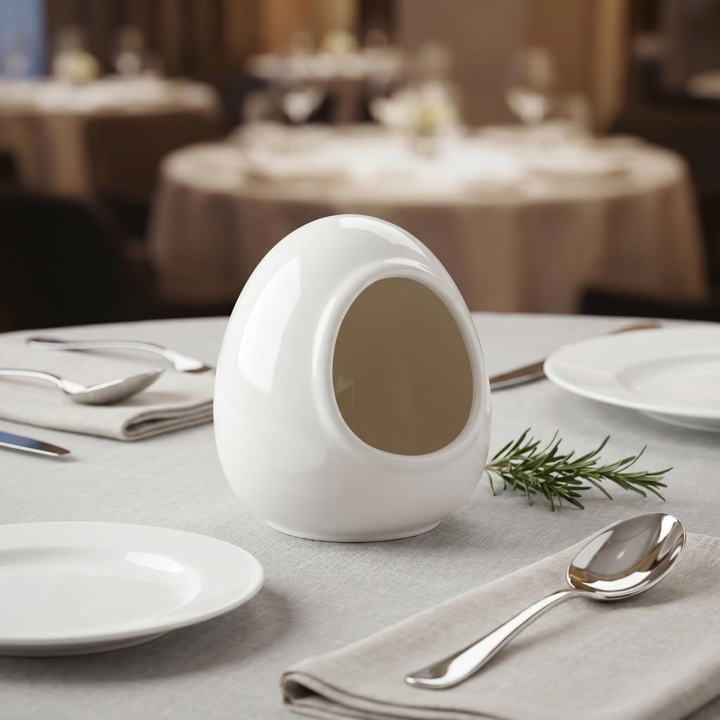 MAGICLULU Salt Pig, 1pc Egg Shaped Salt Cellar Crock, Ceramic Countertop Spices Storage Container, White Condiment Jar For Kitchen, Restaurant Hot Pot Seasoning Server, Chili Oil Sugar Bowl