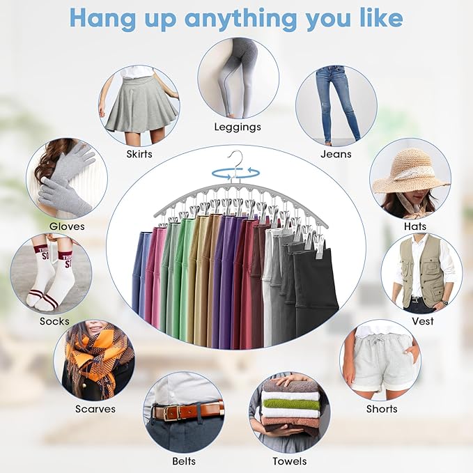 3 Pack Legging Organizer for Closet Hanging, Pants Hangers