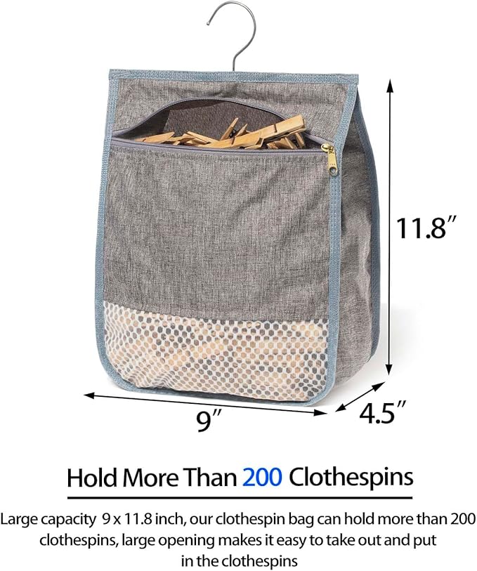 Laundry Clothespin Bag for Clothesline Outdoor, Clothes pin Bag