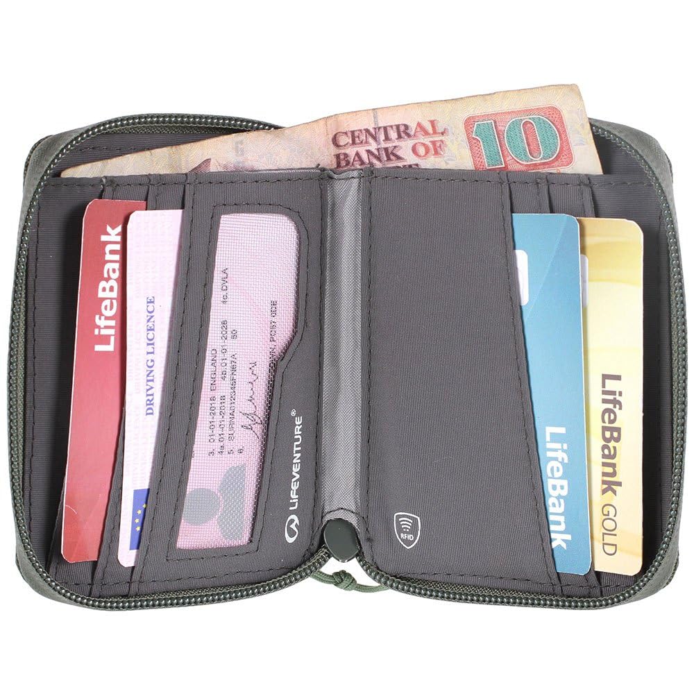 Lifeventure RFID Protected Bi-Fold Wallet, Made from eco-Friendly Recycled Material Olive