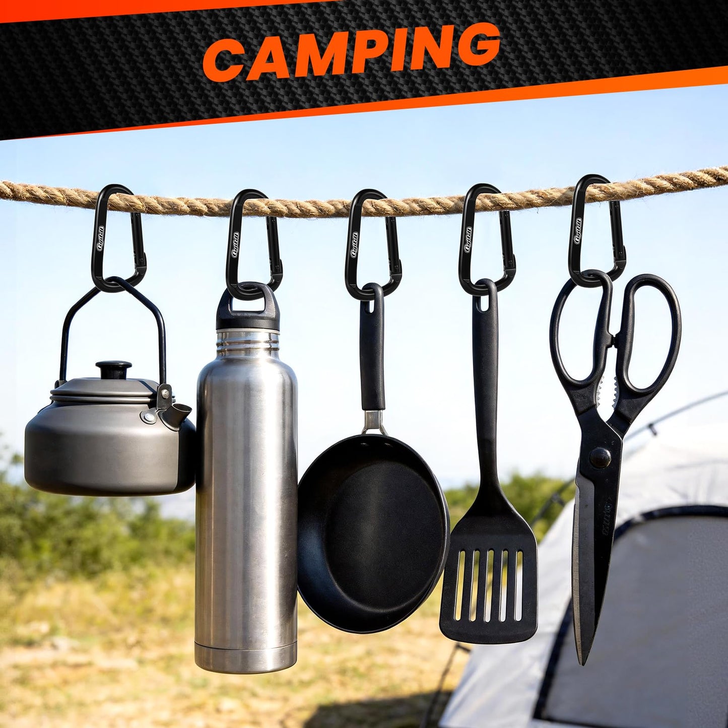 Carabiner Clip,Heavy Duty Carabiners 900lbs-1543lbs,Multipurpose for Camping Essentials,Hiking,keychain clip,Hammock,Dog Leash Harness,Carabiner for Keys,Key Chain Hooks Outdoor Gym etc&Utility D Ring