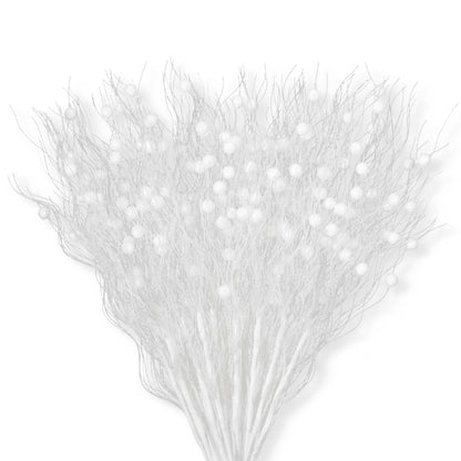 KI Store White Christmas Tree Picks Sprays Set of 20 Glittered Twigs Decor for Christmas Tree Decoration Wreath Garland Floral Arrangement