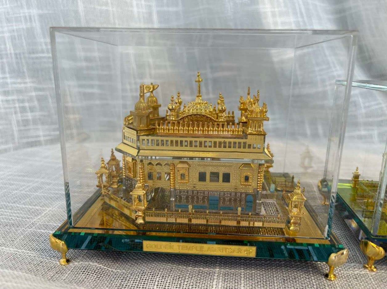 Ailtower Golden Temple Amritsar Model, A Sikh Religious Crystal with Golden Plate Must for Every Sikh Religious Family, Office, and Sikh Auspicious Purpose, Gurudwara Décor (Square, Large)