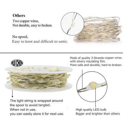 RUICHEN Dimmable Purple Fairy Lights Plug in, Waterproof Silver Wire 165 Ft 500 LED Starry String Lights with Remote for Christmas Halloween Party Bedroom Patio Garden