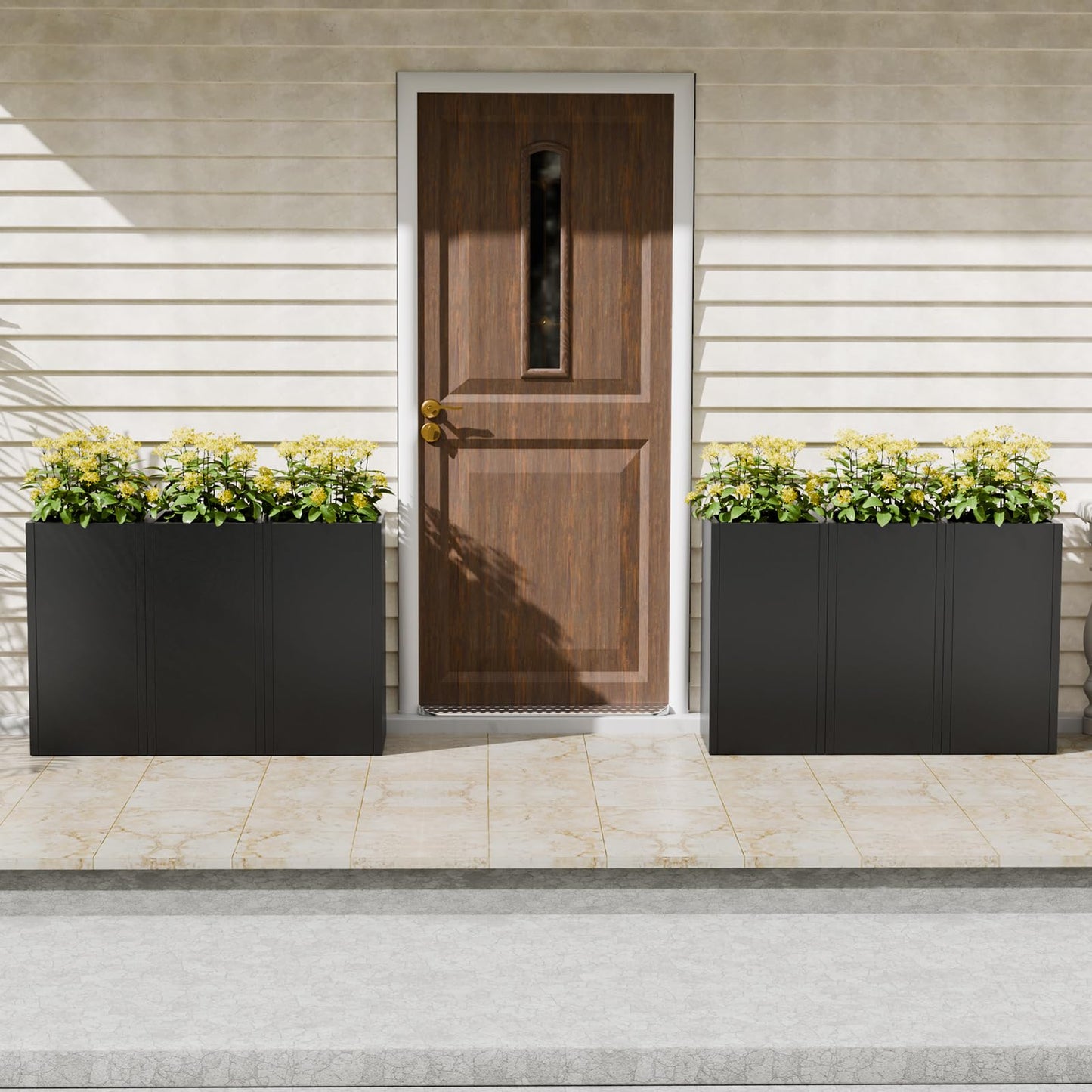 Diyfire Black Tall Metal Planters Box for Outdoor Plants 6 Pack- 23.6" H Steel Tall Square Planter with Removable Insert Shelf, Modern Heavy Duty Pedestal Planter Front Porch Decor Patio Garden