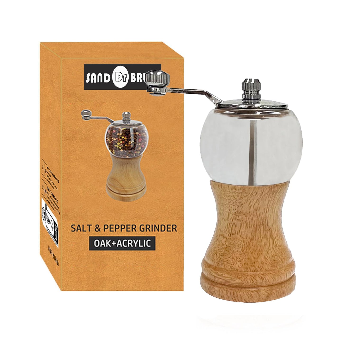 1-piece classic hand shake pepper mill gorgeous salt set, EP material acrylic, ceramic blades with adjustable coarse mill, enjoy your best freshly ground pepper sea salt (1 piece)