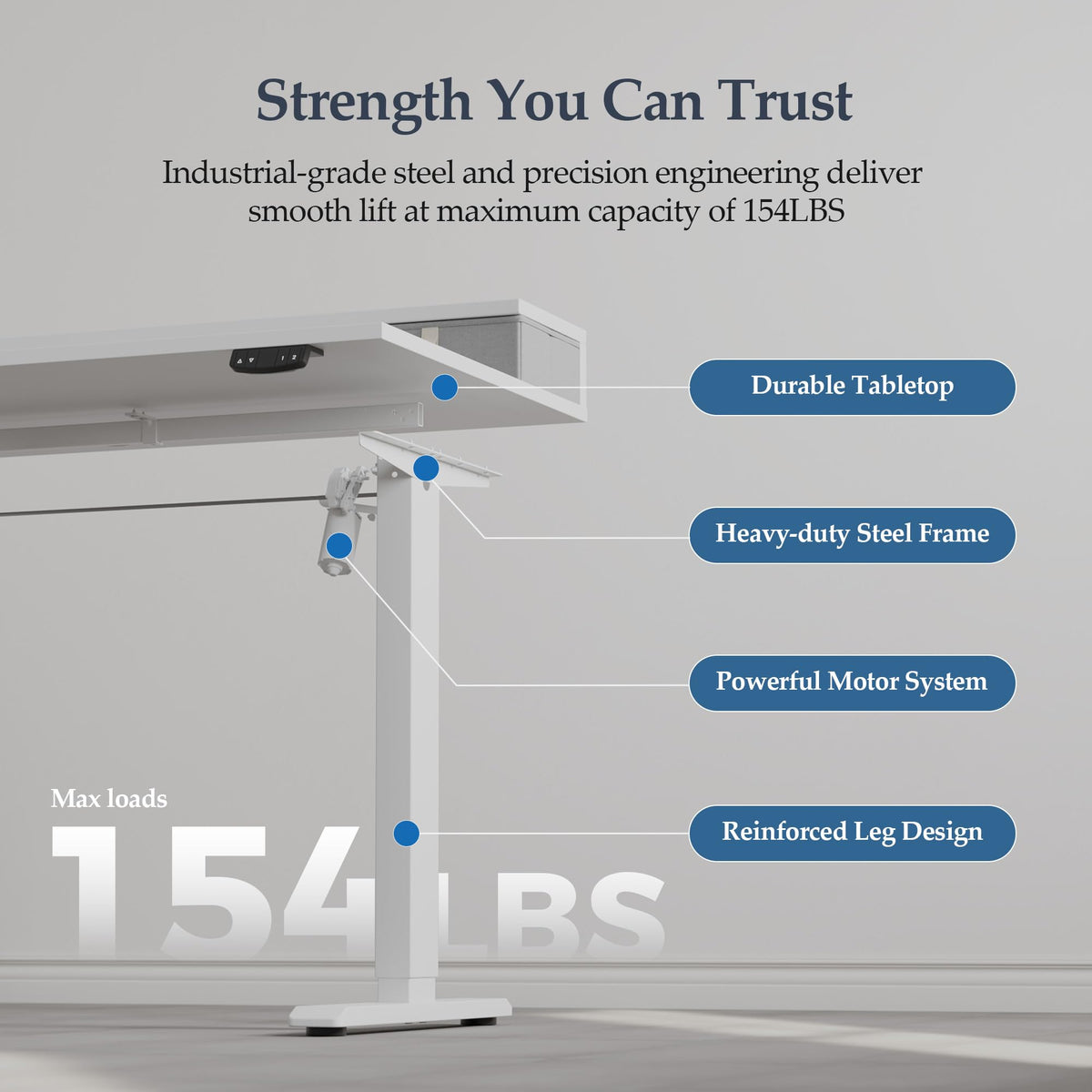 Klicelor 63 x24 Inch Electric Standing Desk with Drawers, Adjustable Height Small Sit Stand Desk for Home Office, Compact Computer Workstation with Storage– White