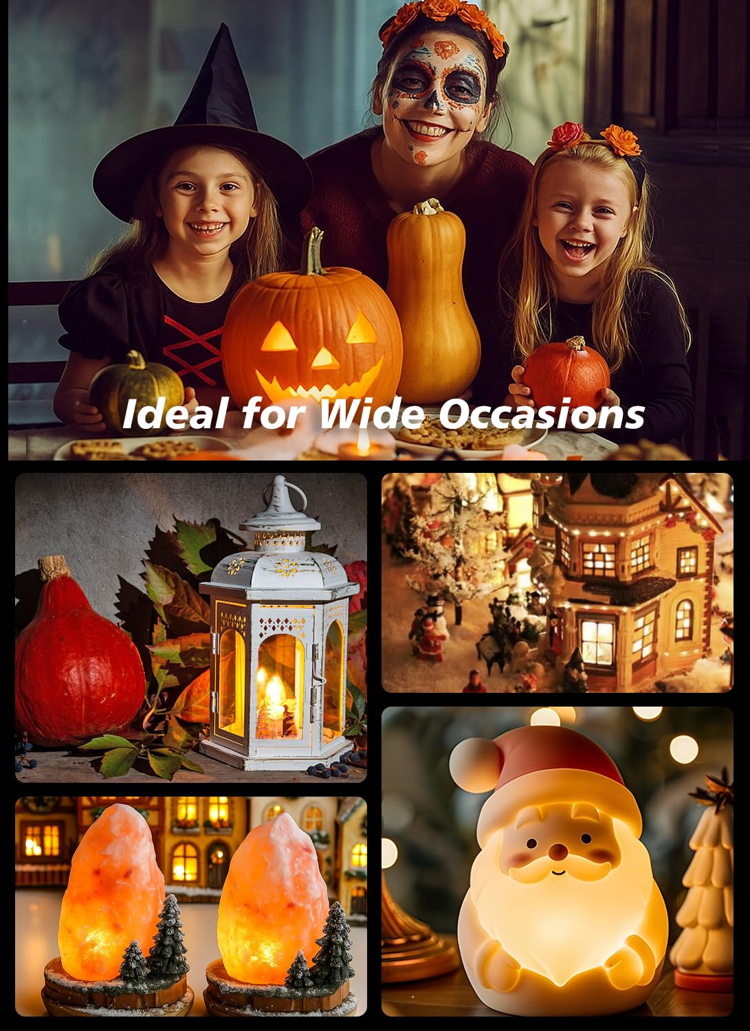 FUTIME Set of 4 Accessory Cord with One Led Light Bulb 6Ft Blow Mold Light IndoorString Lights, C7 Lamp with Spare Fuse for Halloween and Christmas Decorations, Craft Village House Decoration