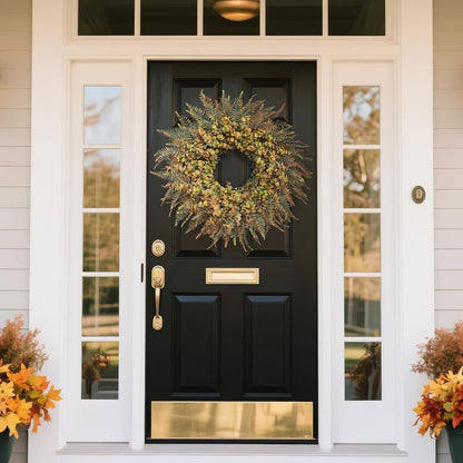 26" Fall Wreath for Front Door - Large Artificial Eucalyptus and Fake Ferns Leaves Outdoor Wreath for Porch, Window,Farmhouse,Home,Thanksgiving Day Harvest Festival Autumn Decor