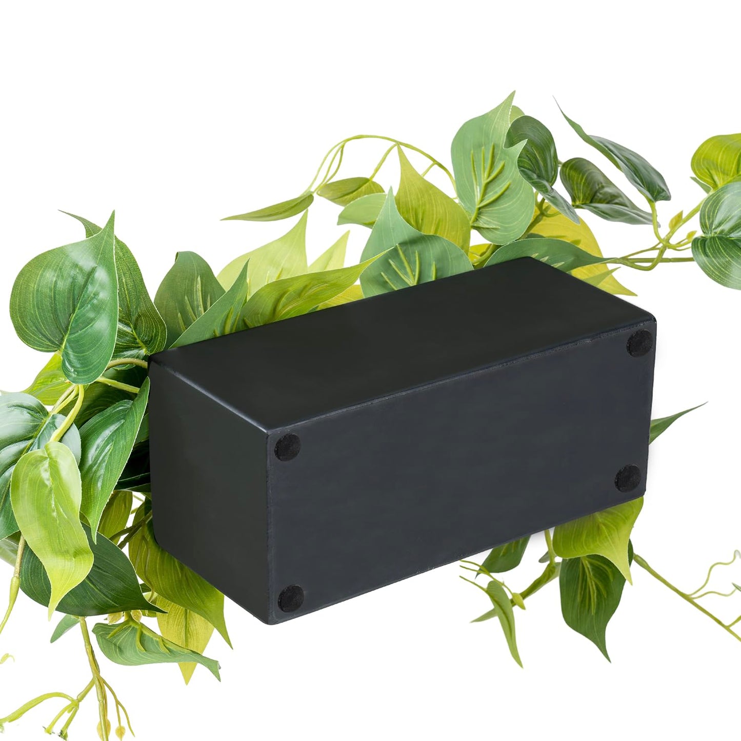 MyGift Vibrant Lifelike Artificial Plant Pothos Leafy Vine Greenery in Black Concrete Rectangular Planter Box