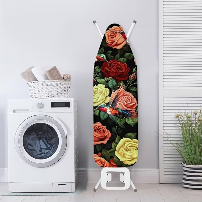 Rose Hummingbird Ironing Board Cover and Pad 15x54 Removable Padding Decorative