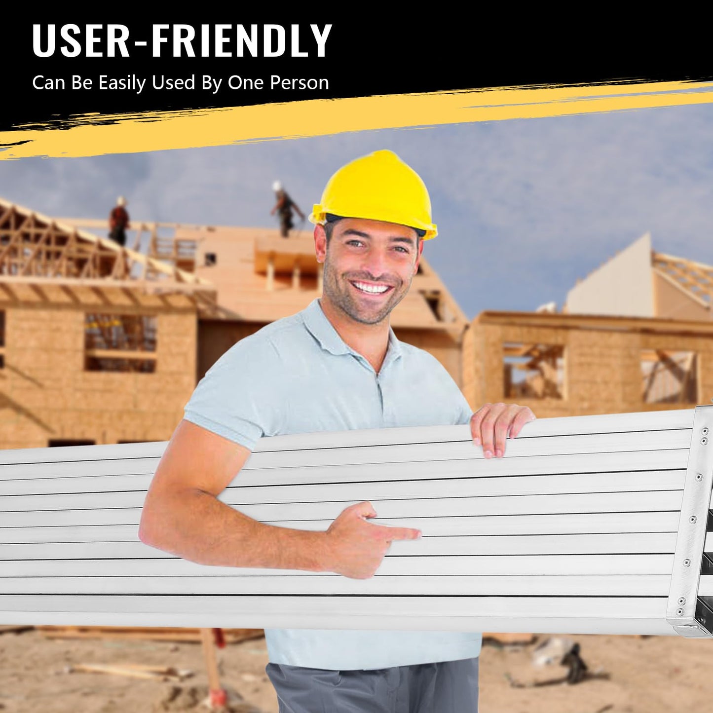 GarveeTech 8-13 ft Telescoping Work Plank, Aluminum Plank, Adjustable Work Platform 440 LBS Capacity, Extension Scaffolding Plank with Skid-Proof Platform, Scaffold Ladder Accessory