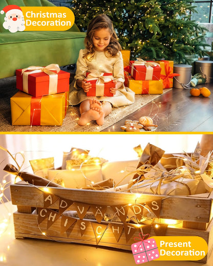 2 Pack 200 LED Fairy Lights Battery Operated with Remote, 8 Modes String Lights Indoor Outdoor, Cuttable Battery Light for Home Bedroom Wedding DIY Centerpiece Christmas Decorations (Warm White)