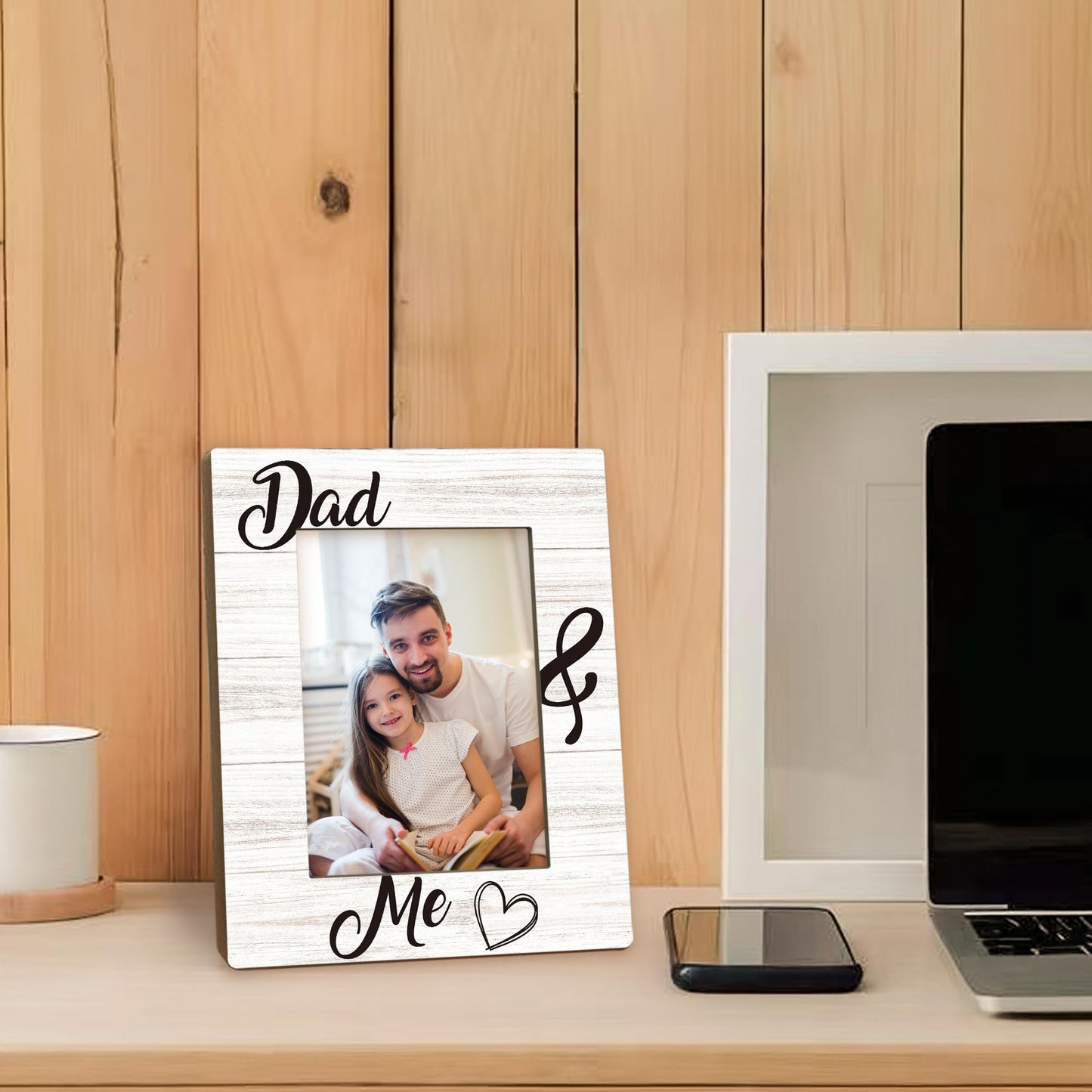 Beliran Dad Gifts Picture Frame 5x7, Daddy Daughter Photo Frame, Christmas Fathers Day Birthday Gifts for Daddy from Kids Son Daughter, Dad and Me Wooden Picture Photo Frames for Desk Home Room Decor