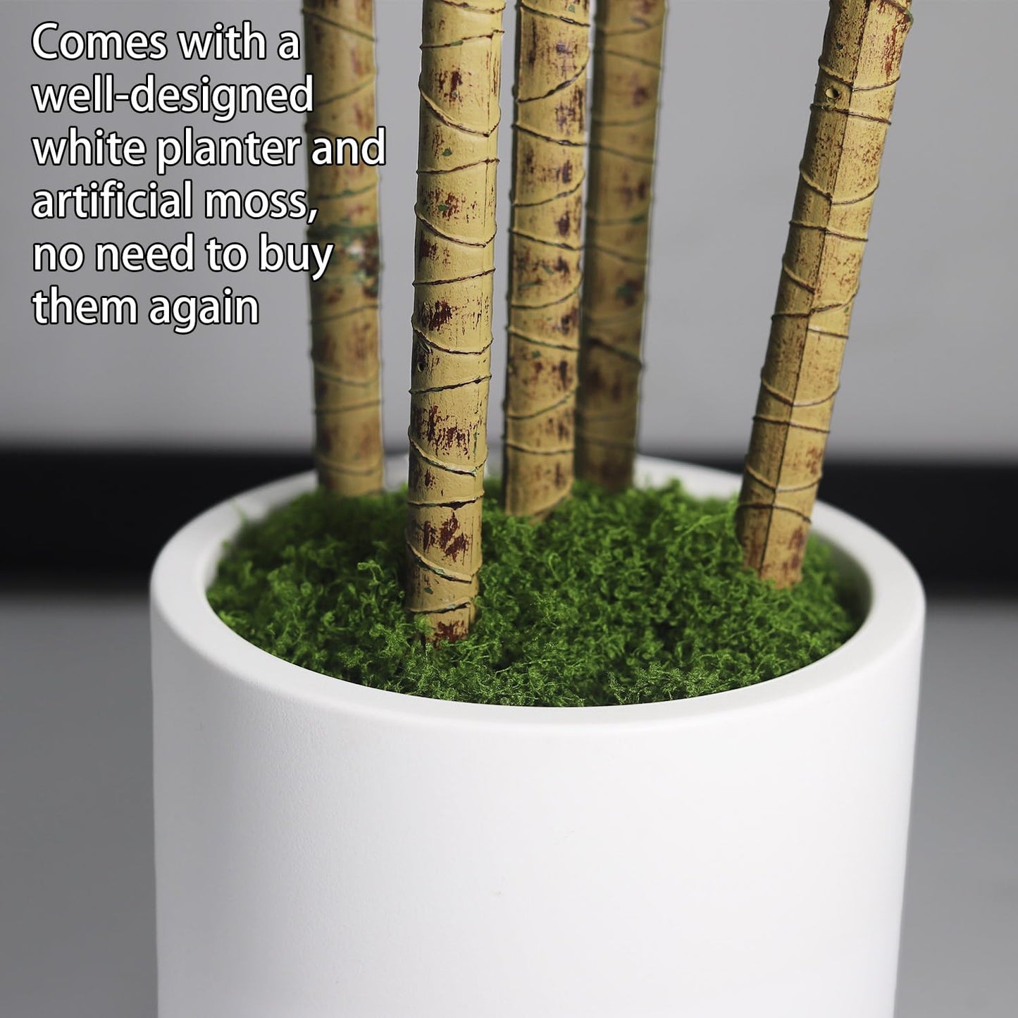 Artificial Dracaena Tree 5FT - Fake Plants Tree with White Planter - Faux Yucca Tree Tall with Lifelike Trunk and Leaves in Pot - Dracaena Artificial Plant for Home Office Living Room Decor