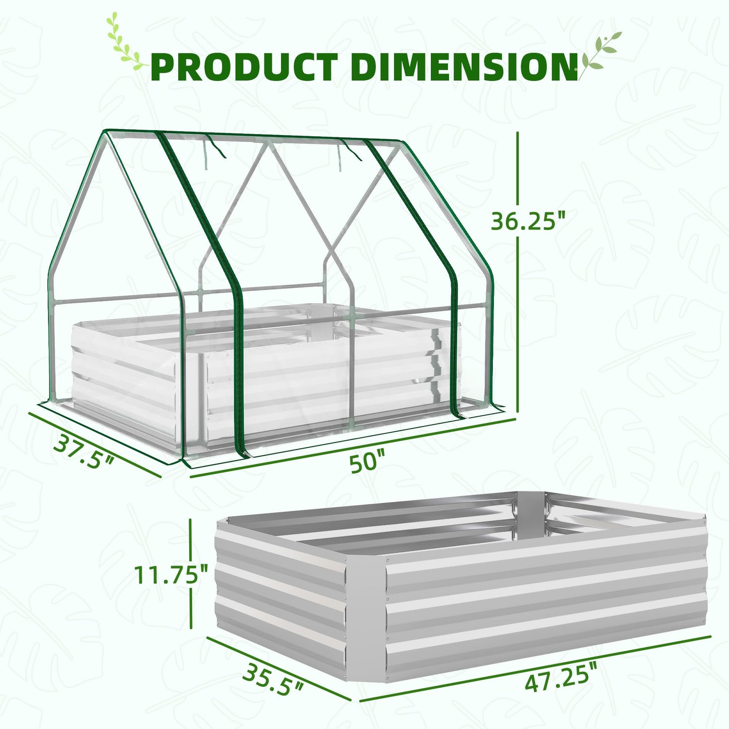 Outsunny 4 x 3 x 3ft Raised Garden Bed with Mini Greenhouse, Galvanized Raised Garden Bed with Cover for Herbs and Vegetables, Small Greenhouse for Patio Garden Balcony, Clear and Gray