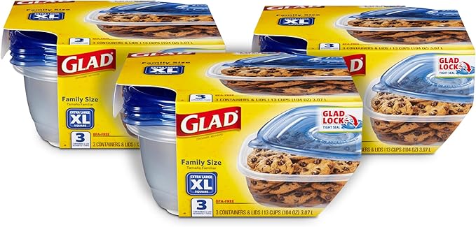 Glad Family Size Food Storage Containers, XL Square