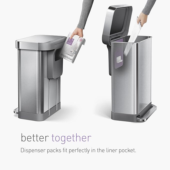 simplehuman Code N 100 Count, Dispenser Pack Custom Fit Liners, Drawstring