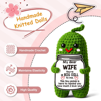 MAMAGIFTREE Valentines Day Gifts for Her Wife Valentines Gifts to My Wife from Husband I Love You Birthday Gift for Wife Wedding Anniversary Romantic Gift for Couples Women Handmade Crochet Pickle