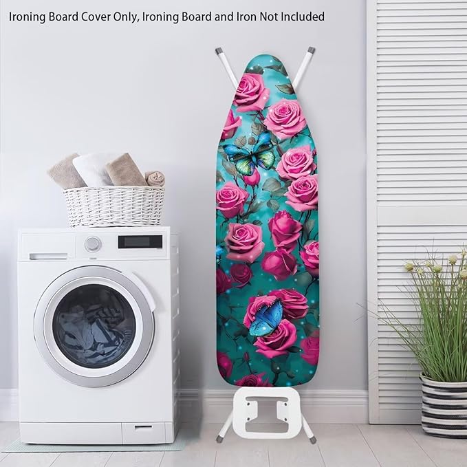 Pink Rose Ironing Board Cover and Pad Heat Reflective Stain Resistant Iron
