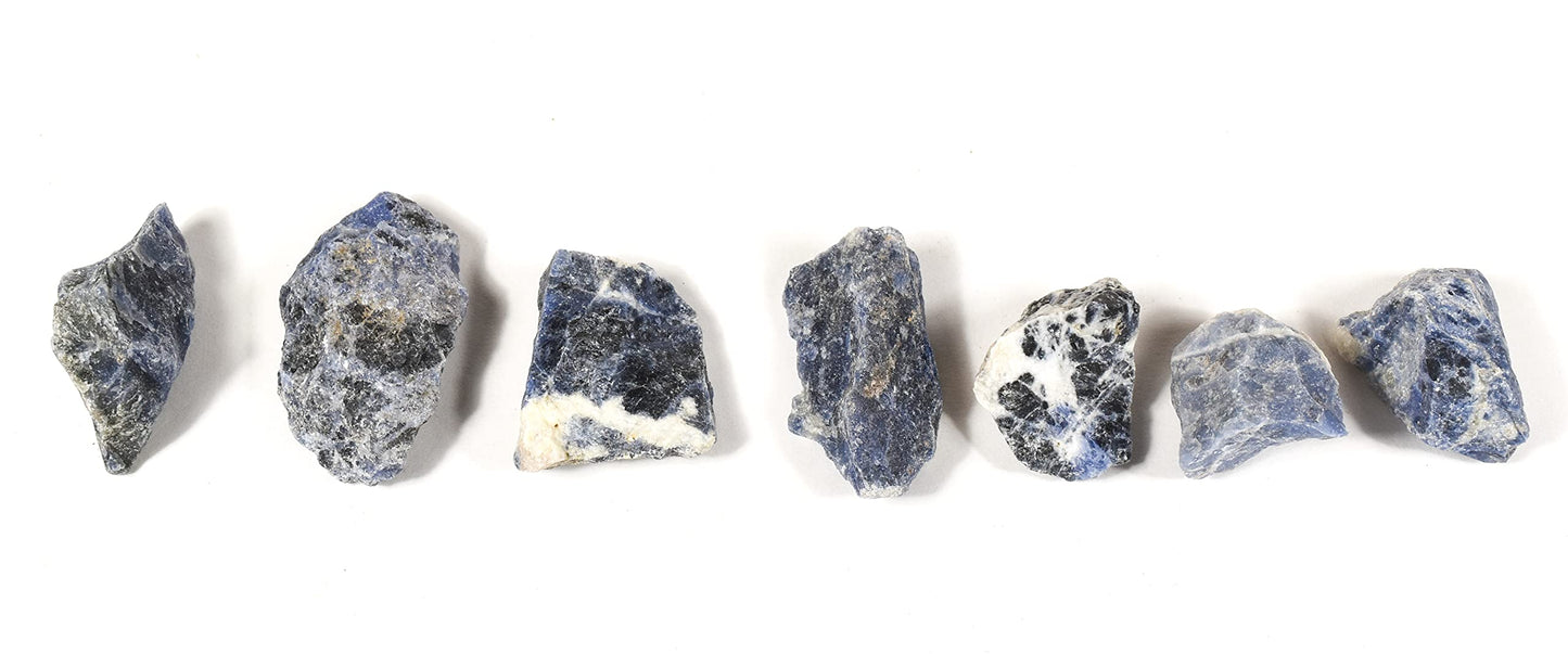 HQRP 5PCs Blue Black White Sodalite Rough Stones UV Reactive Natural Gemstone Quartz Crystal Mineral Raw Specimens - Brazil