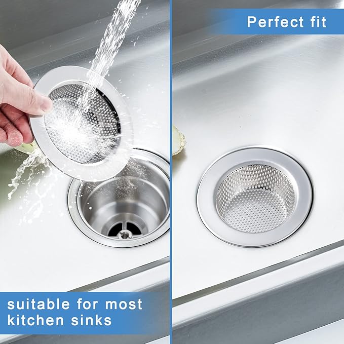 3 Pcs Sink Strainer for Most Kitchen Sink Drain Basket, Upgraded Double-Layer