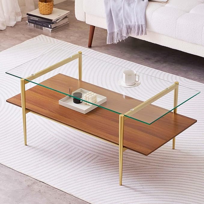 LumFurn Rectangle Coffee Table, Mid-Century Modern Design, L41 W21 x H17