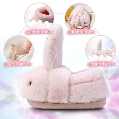Hitopteu Kids Bunny Slippers - Cute Plush Winter Warm House Shoes Anti-Slip Rabbit Slippers for Toddler Boys & Girls Pink A 6-7 UK 24-25 EU 170