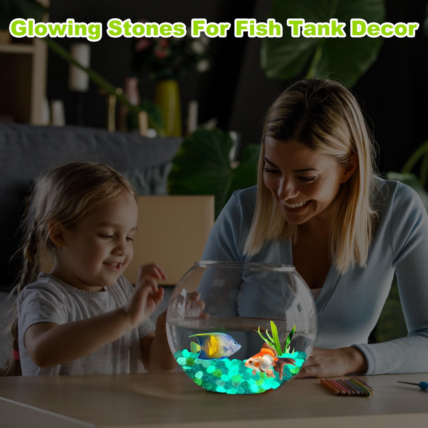 100pc Sparkling Luminous Stones Glowing Rocks for Aquarium Bling Glow Stones for Fish Tank Glowing Stones for Landscaping Glow in The Dark Garden Pebbles