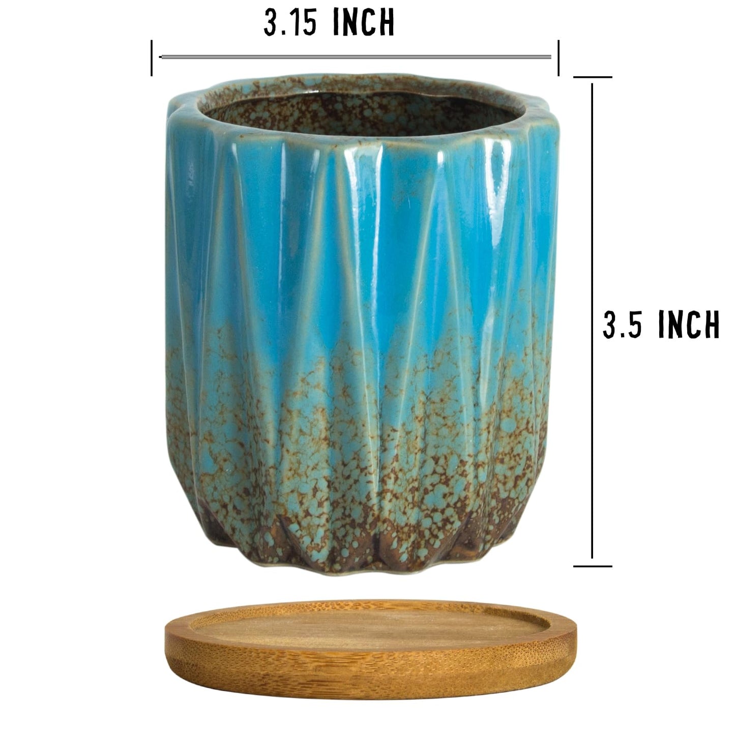ARTKETTY Succulent Pots - 3.15 Inch Small Plant Pots with Drainage Trays Set of 6, Ceramic Pots for Indoor Plants Glazed Cactus Flower Pots Decorative Garden Home