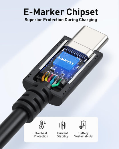 Cable Matters [USB-IF Certified] 240W USB C Cable - 6.6ft, Up to [240W Charging, 480Mbps], No Video Support, USBC Charger Cable/USBC Charging Cord for MacBook/iPad Pro/XPS/Surface Pro, White