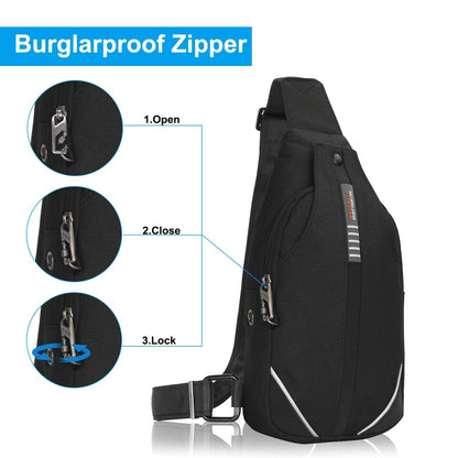 WATERFLY Small Crossbody Sling Backpack,Anti Theft Backpack for Traveling Mini Sling Purse Chest Bags for Men&Women Multipurpose Casual Daypack Hiking Shoulder Bag