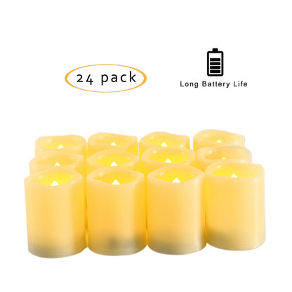 CANDLE CHOICE Battery Operated Flameless Votive Candles Realistic Flickering Fake Electric LED Tea Lights Set Bulk Wedding Party Halloween Christmas Decorations Table Centerpieces Batteries Incl 24PCS