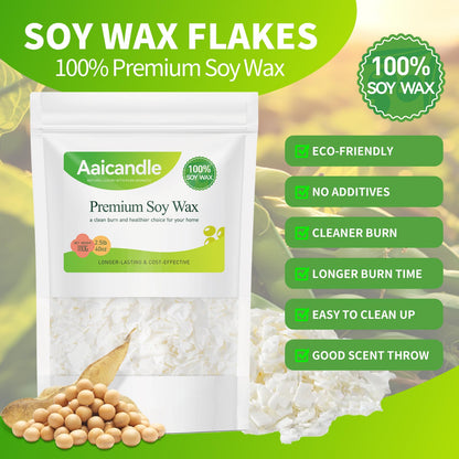 2.5LB Soy Wax for Candle Making – Natural Wax Supplies for DIY Candles, Container & Tealight Craft Use, Fast Melting and Smooth Finish for Frequent Makers (1.1kg / 40 oz)
