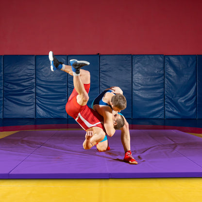 BalanceFrom 10x4 Feet 4-Panel Folding Gymnastics Mat – 2-Inch Thick Pad with Vinyl Surface and Carrying Handles for Tumbling, Yoga, Pilates, Home Workouts, and Martial Arts